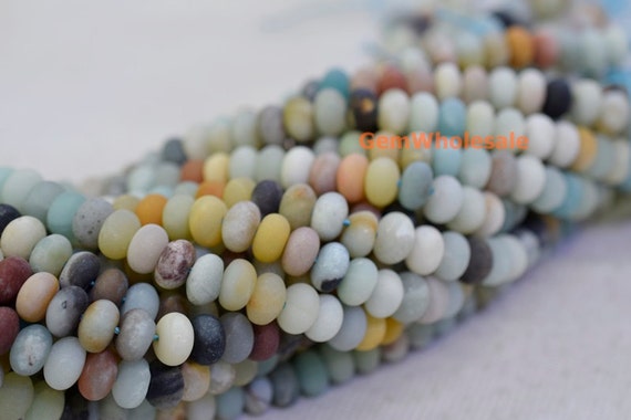15" Matt finish Natural amazonite 5x8mm rondelle beads, semi-precious stone,multi color DIY beads, gemstone wholesaler, amazonite disc QGCO