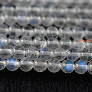 15.5" 4mm AA White Rainbow Moonstone round beads, moonstone with blue shinning, white semi-precious stone, gemstone wholesaler, small beads image 2