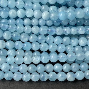 15.5&quot; 4mm A Natural Aquamarine round beads, High quality light blue color DIY jewelry beads, milky light blue gemstone LGHO
