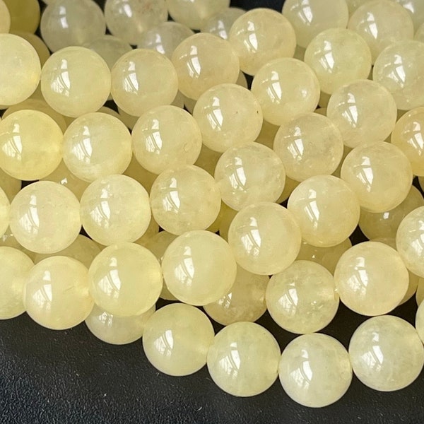 15" Light yellow Malaysian jade  6mm/8mm/10mm/12mm round beads, Light yellow color dyed jade, light yellow gemstone, semi-precious stone