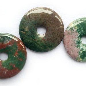Pingente de donut redondo de ágata indiana de 50 mm, pingente de donut de ágata natural multicolorido, donut redondo de pedra grande, 1 peça