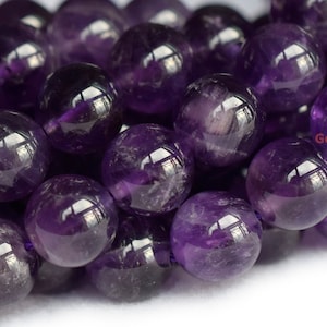 15.5&quot; 8mm/10mm A natural amethyst round beads, middle purple color crystal quartz beads HGCO