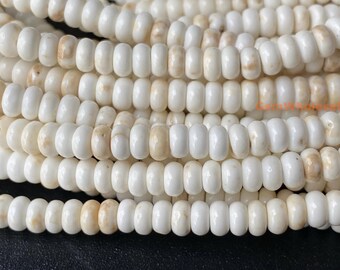 15.5" 2x4mm Cream White howlite roundel beads, Ivory white rondelle beads for jewelry making SGXO