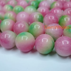 15" Peach red green Malaysian jade 6mm/8mm/10mm/12mm round beads, red green dyed jade, peach gemstone, semi-precious stone, peach color jade