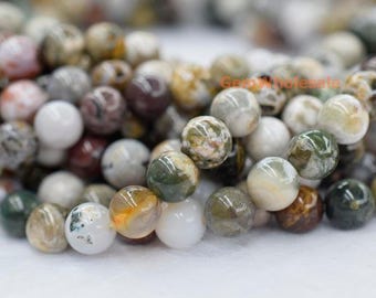 8mm/10mm/12mm Natural Ocean agate round beads, ocean jasper, 15.5"