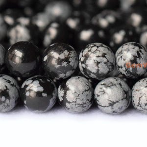 15.5“ 10mm/12mm Natural Snowflake Obsidian round beads, black white semi-precious stone, DIY jewelry beads, jewelry supply