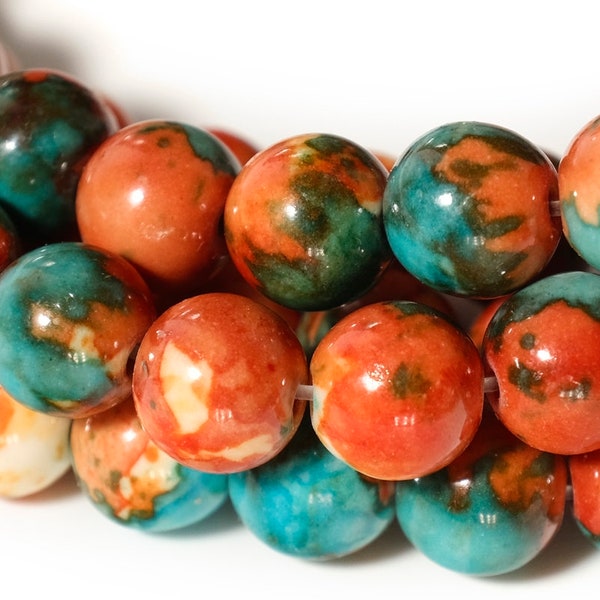 15.5" 4mm/6mm Dyed orange blue rain flower stone round beads, orange blue color rain flower jasper beads,orange blue beads,HS