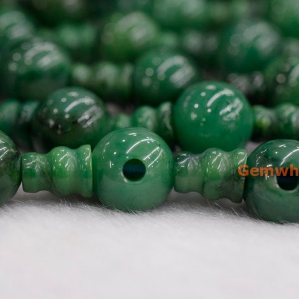 5 ENSEMBLES de perles de jade vert africain à 3 trous, ensemble de perles en T, perles de gourou, perles de prière, perles de cônes de fabrication de Mala, ensemble de trous en T, perles à gros trous YGLF