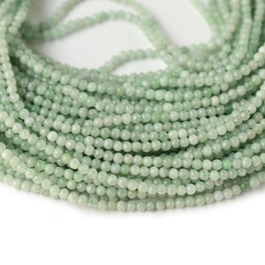 15.5“ 2mm/4mm Natural Burma jade round beads, semi-precious stone, natural Green DIY Burmese jadeite beads YGLO