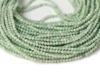 15.5“ 2mm Natural burma jade round beads, semi-precious stone, natural Green DIY Burmese jadeite beads YGLO
