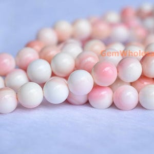 15,5" 8 mm Naturalne różowe muszle Queen Conch Beads okrągłe, materiały jubilerskie, różowe koraliki jubilerskie, XGLO