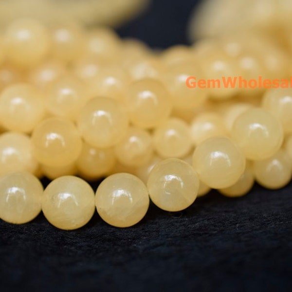 15.5” 8mm/10mm/12mm Natural yellow jade round beads, top quality yellow color semi-precious stone, DIY beads, jewelry supply