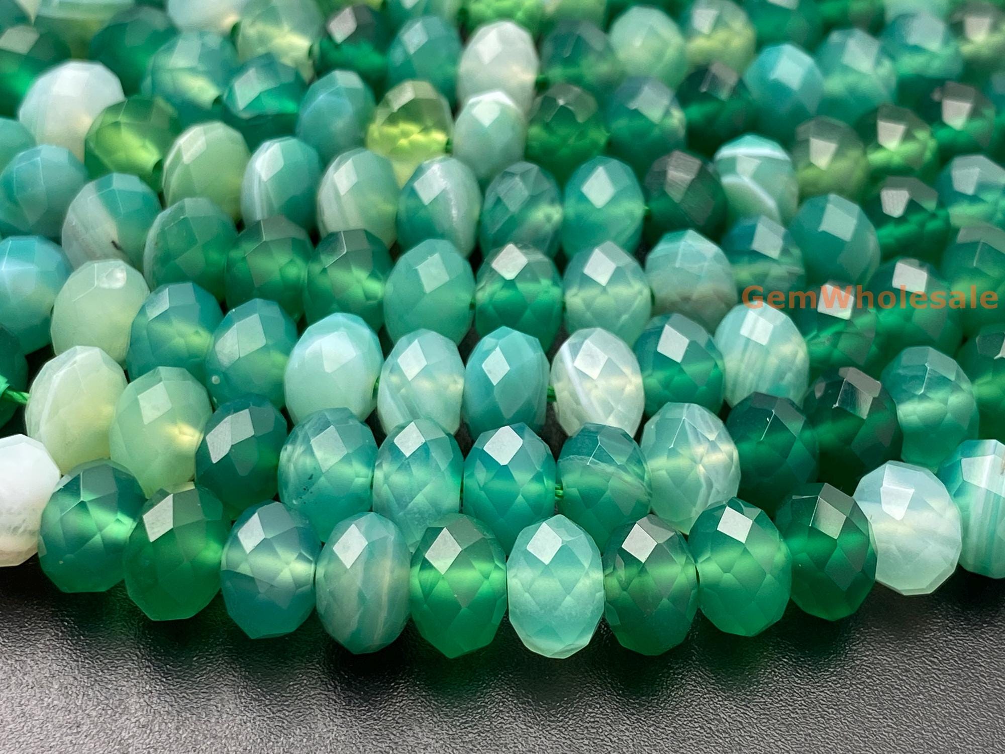 15.5" 5x8mm multi Green agate rondelle faceted beads,green agate disc beads, mix green agate roundel beads 5x8mm