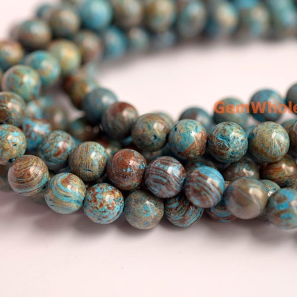 15.5"4mm Turquoise blue Calsilica jasper round beads,semi precious stone,blue brown gemstone beads, Blue Sky Jasper beads