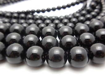 15.5&quot; 8mm/10mm Black agate round beads, Black onyx round beads, semi-precious stone, DIY beads, gemstone supply