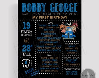 Little Blue Truck Birthday Board - Digital Print