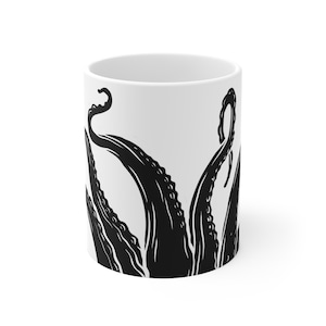 Tazza da 11 once ispirata al polpo - Perfetta per gli amanti del mare, regali creativi, decorazioni oceaniche, tazza da caffè unica, utensili da cucina nautici