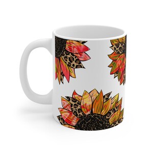 Pretty Colorful Sunflowers Mug | Bright Floral Coffee Cup | Chic Sunflower | Cheerful Gift for Mom, Gardeners & Flower Lovers