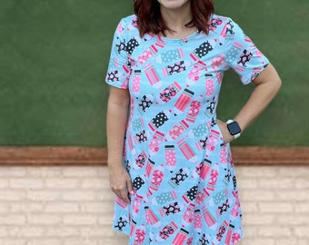 Back to school dresses for teachers, Pencil toss print short sleeve dress,  school print Jessie Lizzie