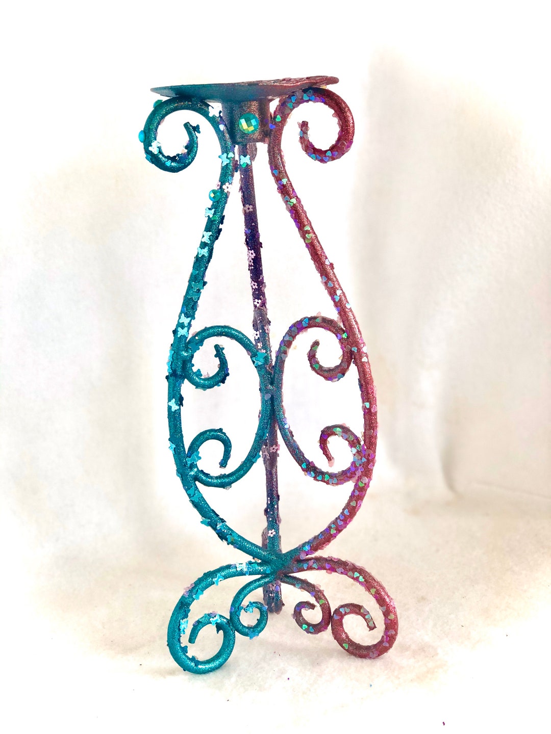 Unicorn Sparkle Candle Holder Tealpink & Purple Glitter Etsy