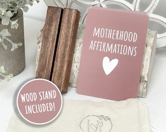 Motherhood Affirmation Cards | Expecting Mom Gift | Self Care Gift | Mothers Day Gift | Gift for Mom | Anxiety Relief | WOOD STAND INCLUDED!