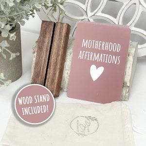Motherhood Affirmation Cards | Expecting Mom Gift | Self Care Gift | Mothers Day Gift | Gift for Mom | Anxiety Relief | WOOD STAND INCLUDED!