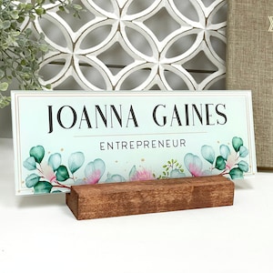 Personalized Name Plate for Desk with Wood Stand | Office Decor Executive Nameplate | Personalized Gift | Teacher Gift | Custom Name Sign