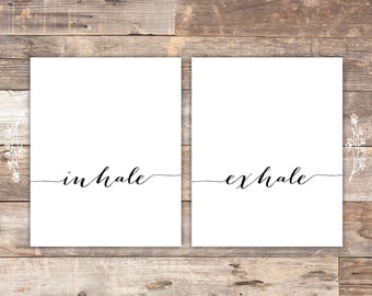 Inhale Exhale Wall Art Prints - (Set of 2) - 8x10 | Inspirational Wall Art