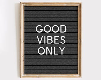 Good Vibes Only Letterboard Art Print | Inspirational Wall Art | Trendy Decor