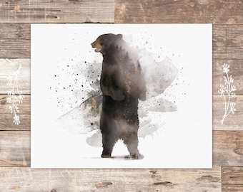 Double Exposure Bear Art Print - 8x10