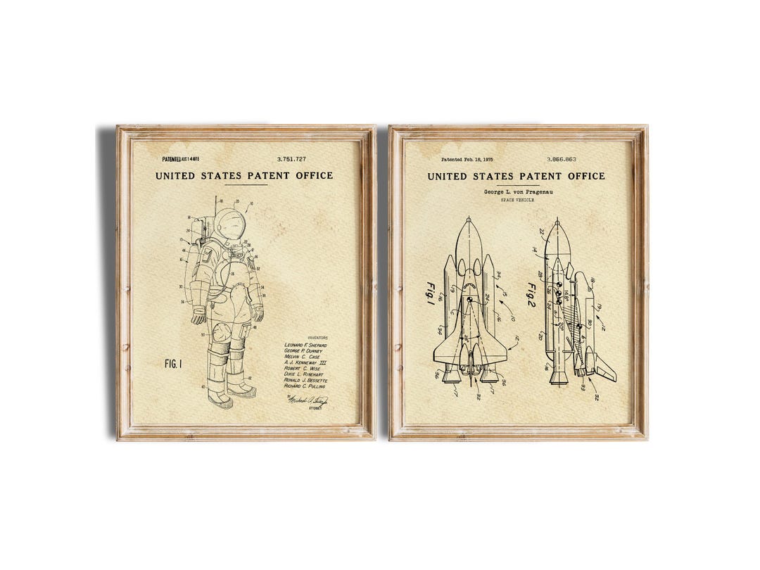 Space Patent Art Print Set: Vintage Science Wall Decor - Etsy