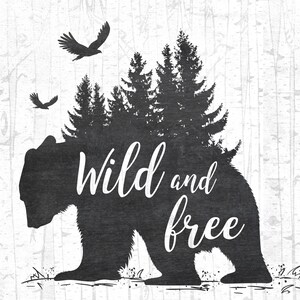 Wild and Free Rustic Bear Art Print 8x10 - Etsy
