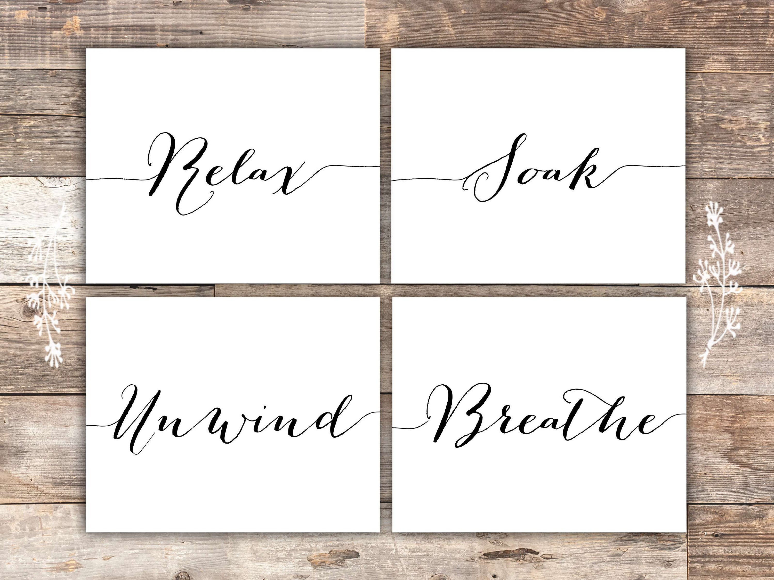 Relax Soak Unwind Breathe Wall Art Etsy