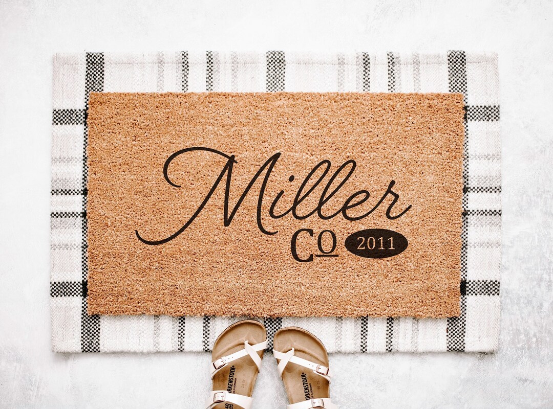 Custom Doormat W/ Family Name and Established Year Personalized Doormat