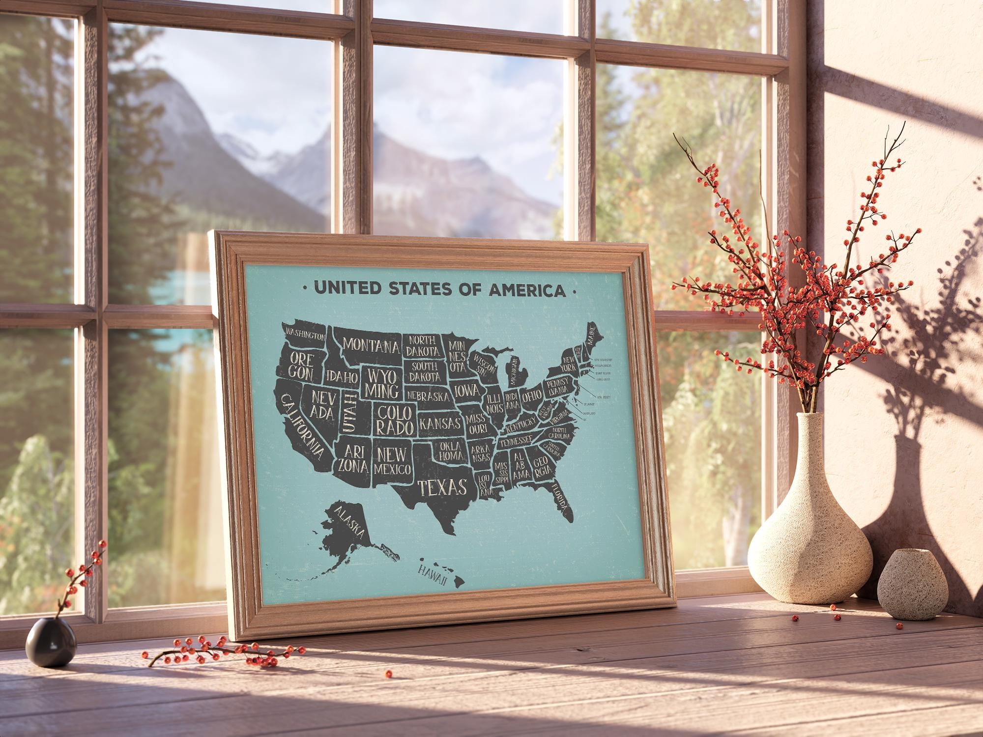 United States Map Art Print | Unframed 11x14 | Vintage Wall Art - Etsy