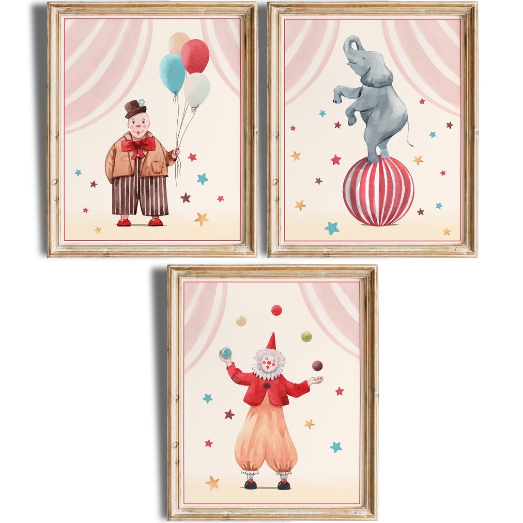 Circus Nursery Wall Art Prints (set of 3) - 8x10s | Kid's Room Wall ...