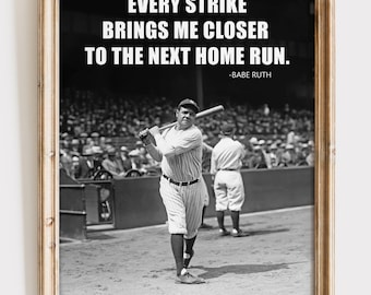 Babe Ruth Quote Art Print: Rustic Farmhouse Wall Decor