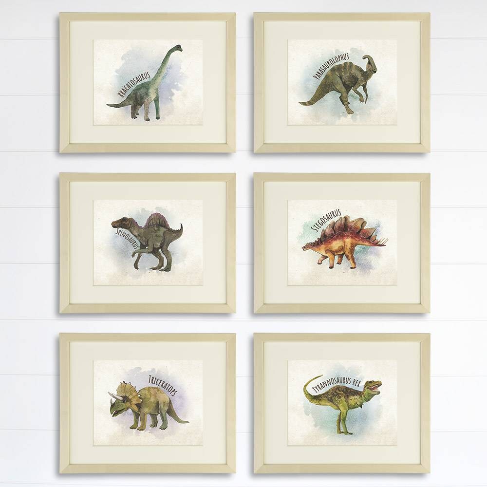 Dinosaur Wall Decor Art Prints set of 6 8x10s Etsy