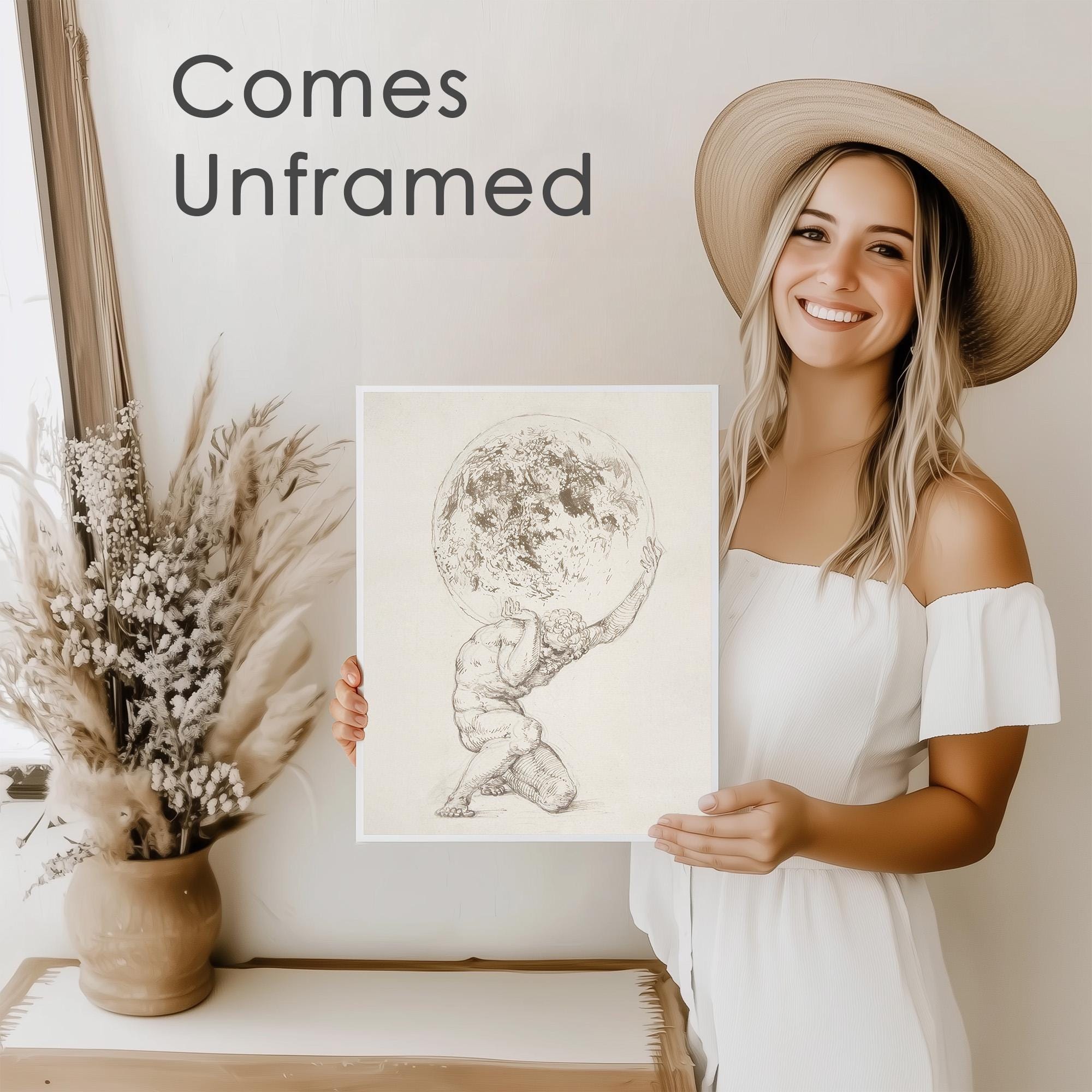 Atlas Carrying the Heavens Sketch Wall Art | Home Decor - Etsy