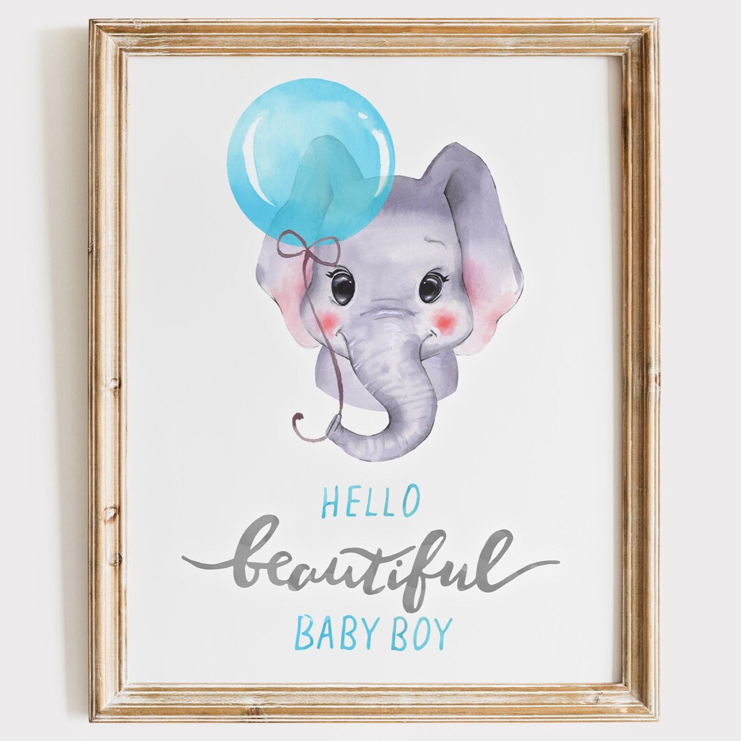 Boys Nursery Decor Art Print - 8x10 | Elephant Baby Boy - Etsy