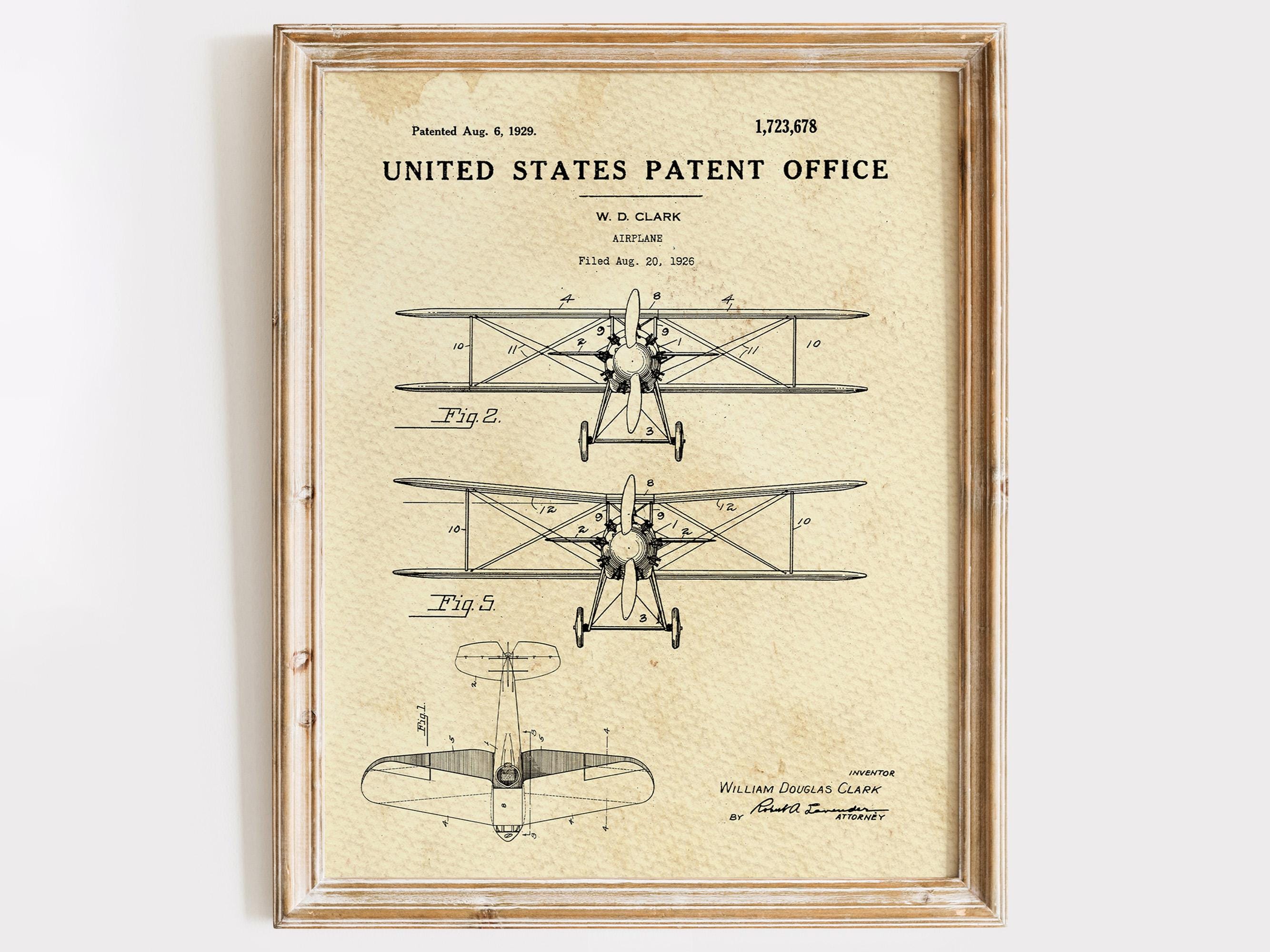 Airplane Patent Art Print | Vintage Wall Décor - Etsy