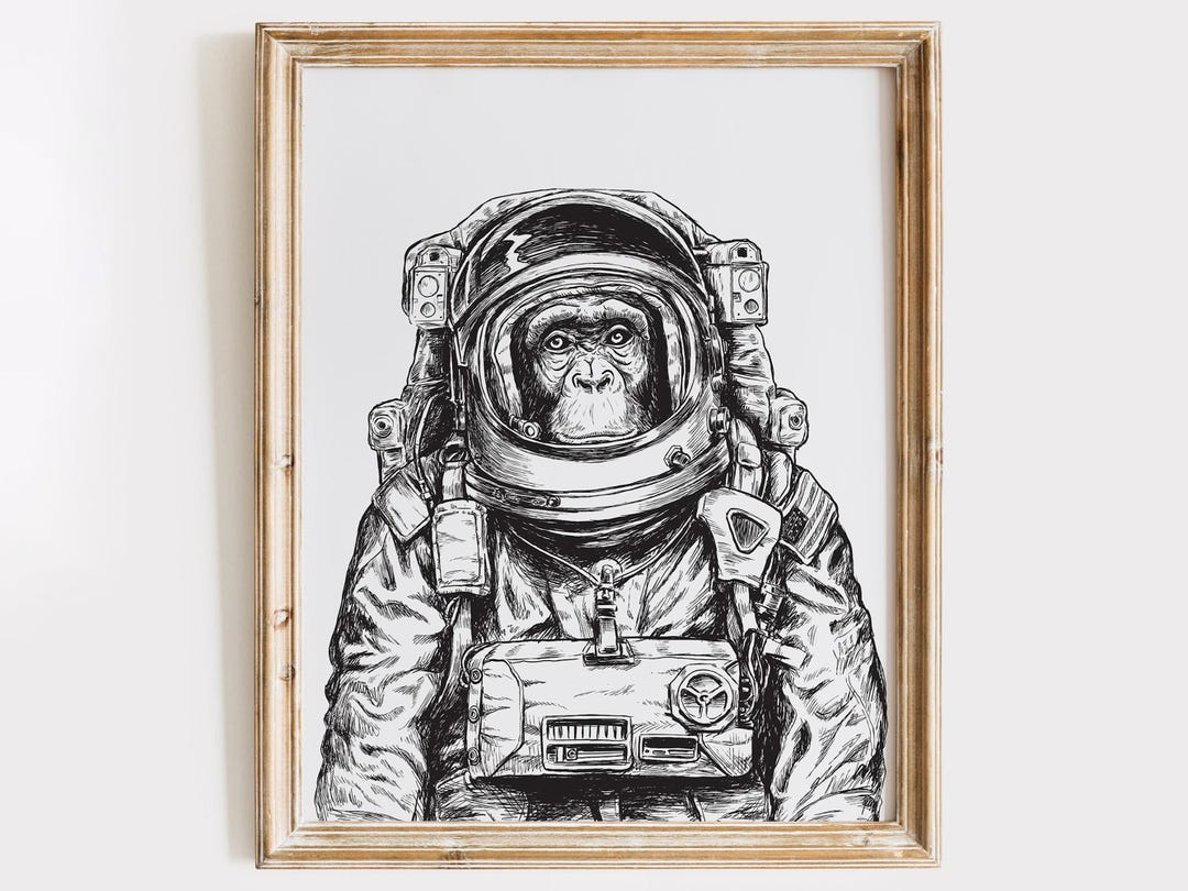 Astronaut Monkey Art Print - 8x10 | Space Monkey - Etsy