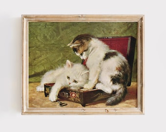 Two Kittens Art Print | Vintage Cat Wall Art | Unique Room Decor