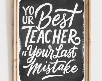 Inspirational Teacher Quote Print: Black and White Linen Art (8x10)