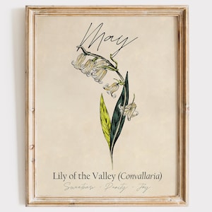 May Birth Flower - Cross Stitched Lily of the Valley Art Print | Wall Art
