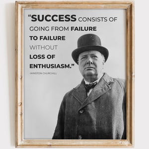Winston Churchill Quote Art Print - 8x10 | Inspirational Wall Art for Office Décor | Motivational Quotes for Living Room