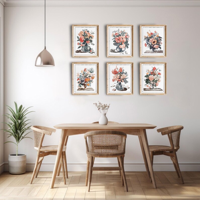 Vintage Flowers in Vases Art Prints (set of 6) - 8x10s - Etsy