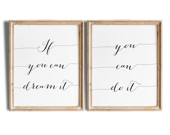 Dream It, Do It Art Prints (Set of 2): Linen Texture, Unframed 8x10