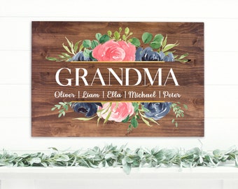 Grandma Gift Personalized | Grandma Sign with Names | Grandkids Sign | Mom Gift | Mother's Day Gift | Grandchildren Sign | Custom Wood Sign
