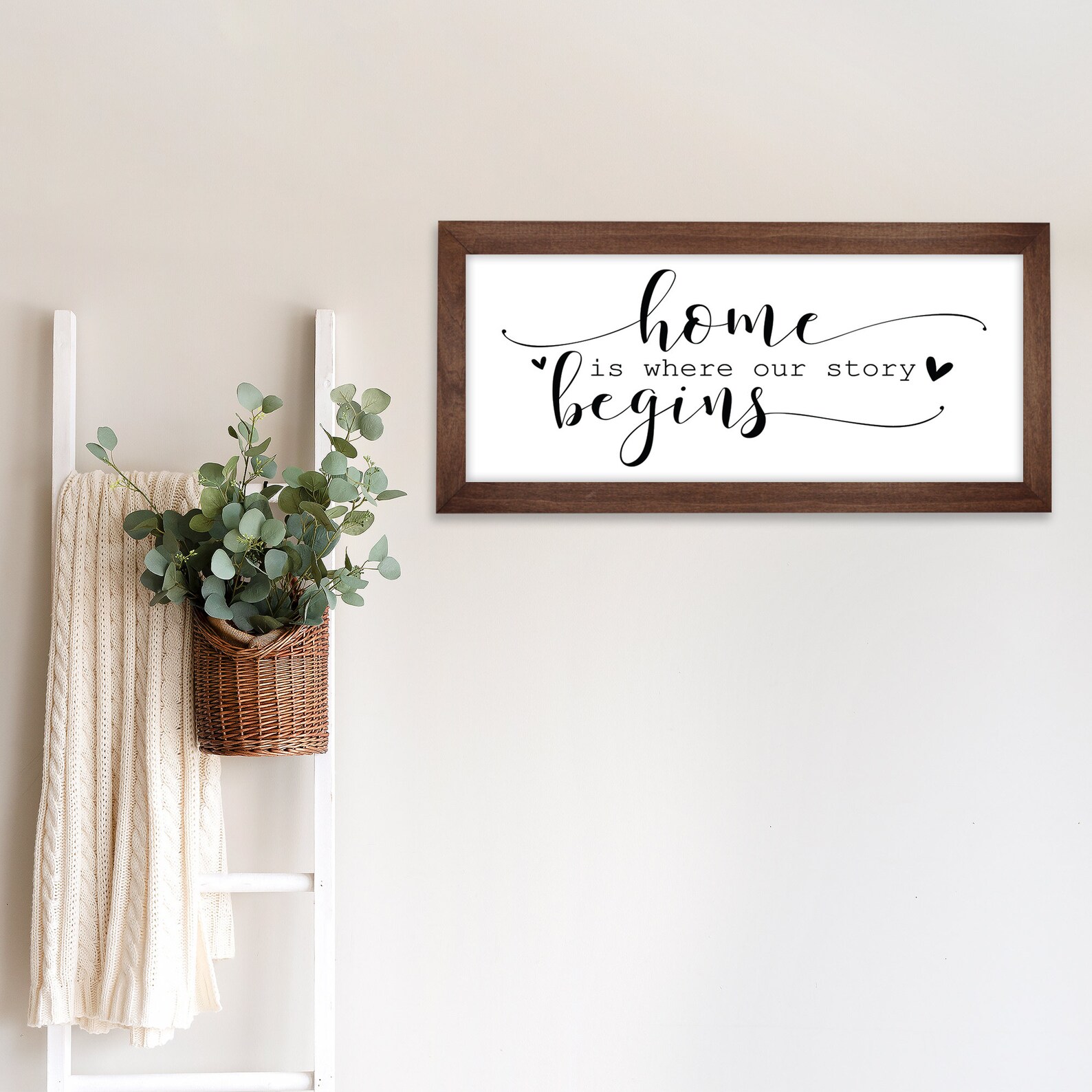 Home Is Where Our Story Begins Sign Quote on Canvas Framed Etsy